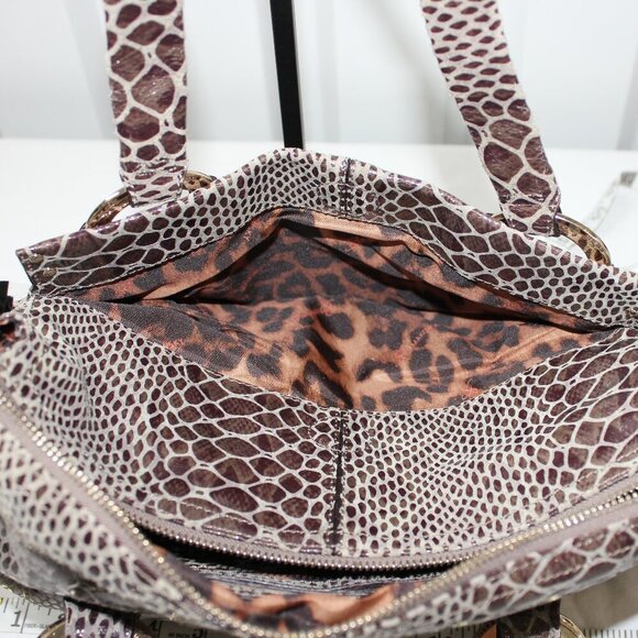 b. Makowsky Womens Margot Shopper Tote Truffle Snakeskin Leather Bag NWT - Picture 8 of 12
